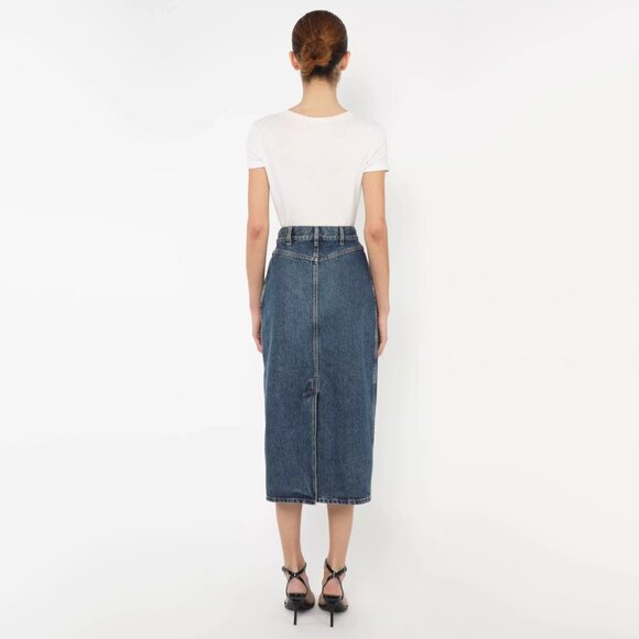 Celine Denim Midi Skirt, size 28. Fits like 27/28 - Picture 2 of 12